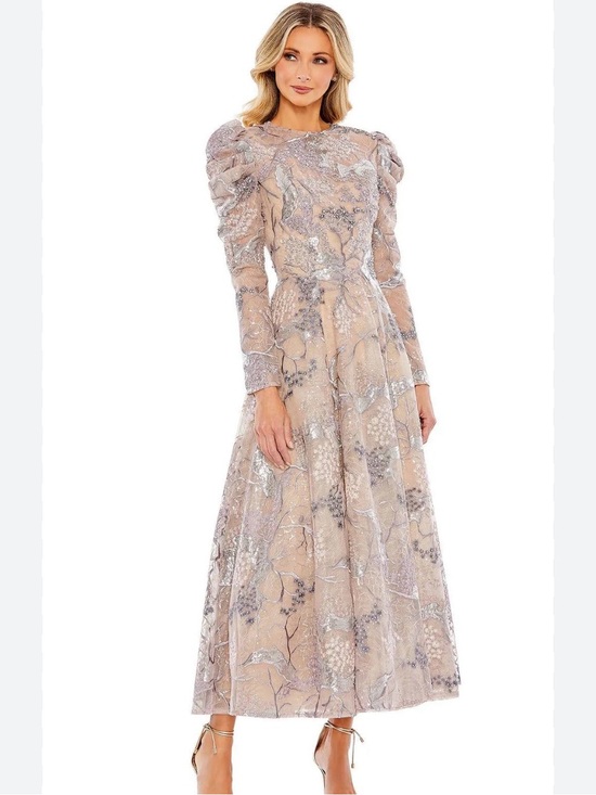 Mac Duggal Dresses & Skirts - Mac Duggal 20326 Embellished High Neck Long Puff Sleeve Maxi Gown | 8